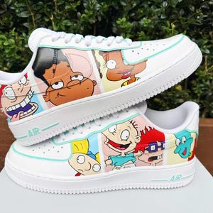 custom hand painted air force1. nickelodeon 90s  cartoons street style anime wedding shoes trendy trainers high fashion sneakers white