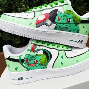 custom hand painted air force1.af1  pokemon Bulbasaur cartoons street style anime wedding shoes trendy trainers high fashion sneakers