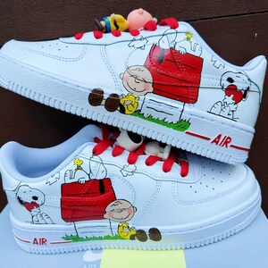 custom hand painted air force 1  af1 Snoopy cartoons sneakers street style customised anime wedding shoes trendy trainers fashion sneakers
