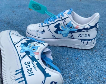 Hand Painted Stitch Air Force 1 Custom Cartoon Sneakers AF1 white personalized gift design wedding fashion trainers anime shoes