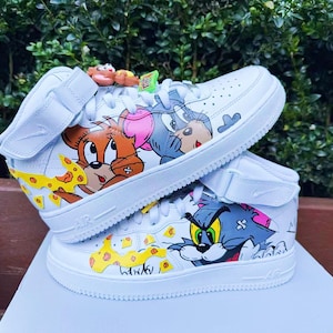 custom hand painted air force1.af1 top Tom&Jerry cartoons street style anime wedding shoes trendy trainers high fashion sneakers white