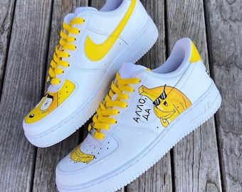 Custom Hand-Painted Air Force 1 Sneakers: Cartoon Banana Design