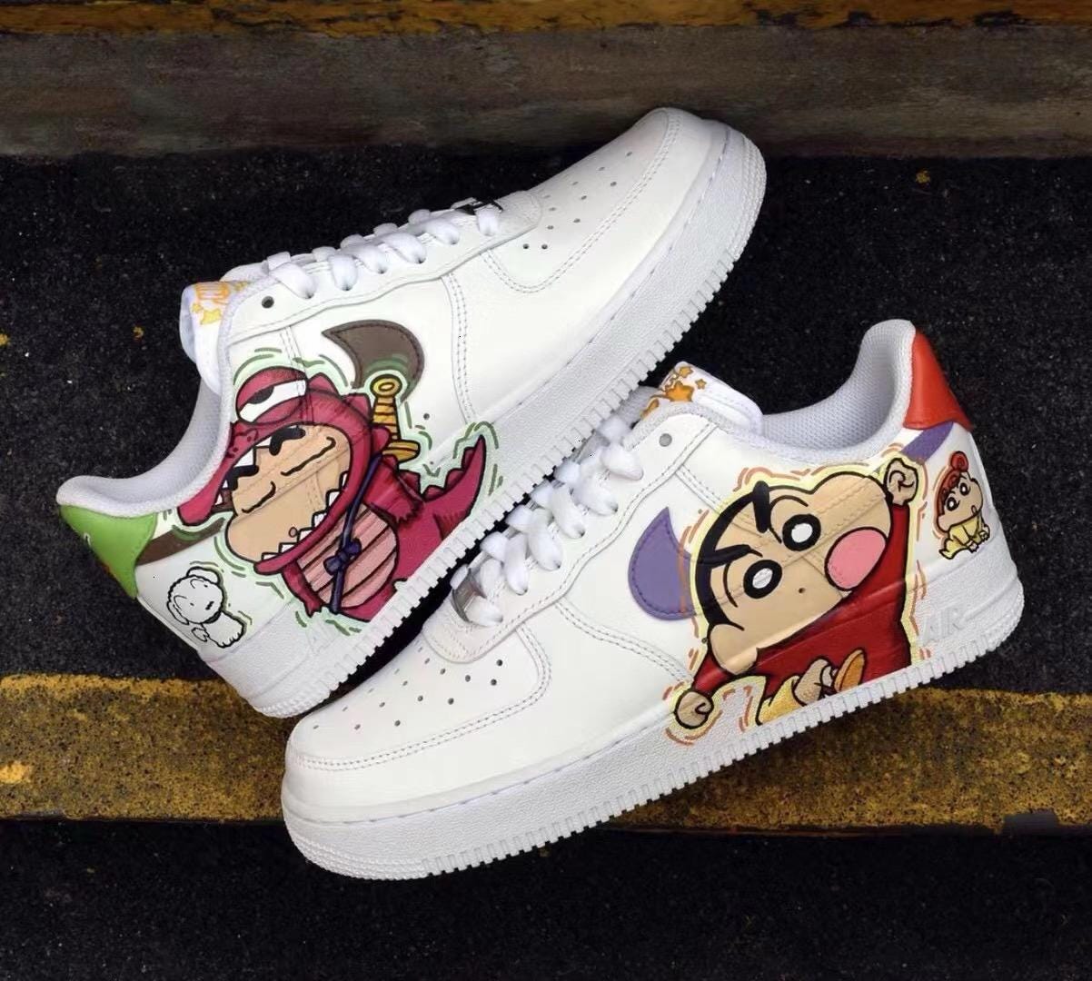 Custom Hand Painted Air force1.af1 Crayon Shin chan Cartoons Street Style Anime Wedding Shoes Trendy Trainers High Fashion Sneakers Schuh