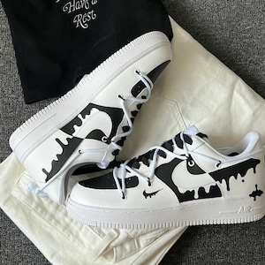 custom hand painted air force 1 cartoons street style customised anime wedding shoes trendy trainers high fashion sneakers white black