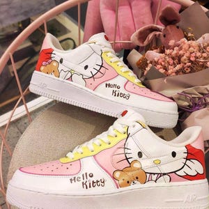 custom hand painted air force1.af1  Hello Kitty cartoons street style anime wedding shoes trendy trainers high fashion sneakers