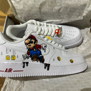 custom hand painted air force 1  af1 cartoons sneakers street style customised anime wedding shoes trendy trainers Mario