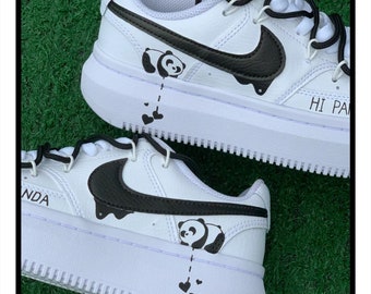 Hand Painted Panda Sneakers: Custom Anime Street Style Shoes