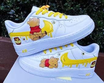 Hand Painted Winnie the Pooh AF1 Sneakers: Custom Anime Street Style