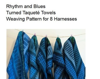 Rhythm and Blues Turned Taqueté Towels Weaving Pattern for 8 Harnesses
