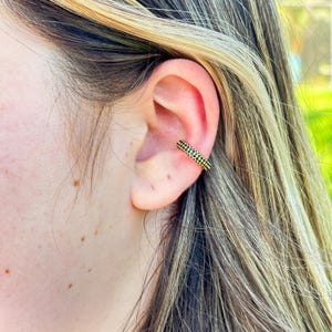 Black Pavé on Gold Ear Cuff by Stella Amoré – No Piercing CZ Earrings, Minimalist Cartilage Cuff, Dainty Conch Cuff, Trendy Jewelry Gift