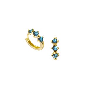 Aquamarine Huggies by Stella Amoré – March Birthstone Hoops • Dainty CZ Aquamarine • Gold Huggie Earrings • Birthday Gift Jewelry for Her