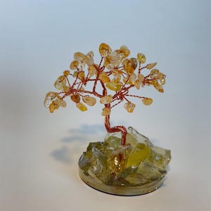 Handmade Citrine Crystal Tree: Mini Bonsai for Abundance