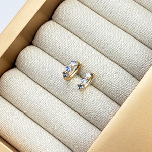 Diamond Huggies by Stella Amoré – April Birthstone Hoops • Dainty CZ Diamond • Gold Huggie Earrings • Birthday Gift Jewelry for Her