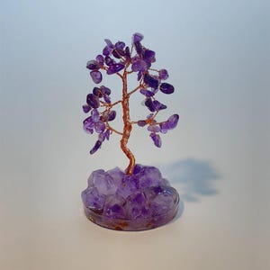 Natural Amethyst Money Tree, Handmade Crystal Decor Mini Tree of Life, Copper Wire Tree of Life