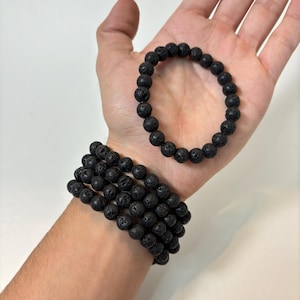 Real Volcanic Lava Rock Bracelet- 8mm Round Crystals, Stretch Bracelet, Premium Quality Lava Rock Beads