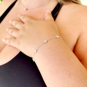 Silver Clover Bracelet by Stella Amoré: 925 Sterling Silver with Sparkling CZ