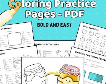 Libro de colorear para practicar - 37 páginas imprimibles en PDF - Libro de colorear digital - Para adultos, adolescentes y niños - Libro de colorear atrevido y fácil