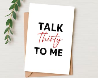30th Birthday Card, Funny Printable Card, 30 Bday Card, 30 Years Birthday Card, 30 Birthday Card, Instant Download