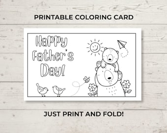 Printable Coloring Card Father's Day Gift from Kids, Father's Day Coloring Card, Kids DIY Gift for Dad, Instant Download, Birthday Card Dad
