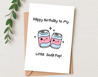 Tarjeta de cumpleaños imprimible para amantes del kawaii, tarjeta de cumpleaños imprimible con temática de refrescos para fans del K-Pop, tarjeta de feliz cumpleaños, tarjeta de felicitación divertida