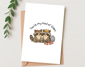 Cute and Funny Greeting Card, Raccoons Card, I Love You Card, Card for Wife, Card for Husband, Card for Boyfriend, Card for Girlfriend