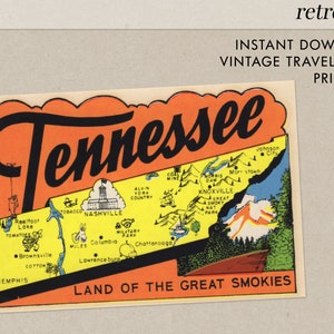 Tennessee-land van de grote Smokies-TN-Vintage reizen decal-Instant Download