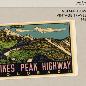 Pike&#39;s Peak Highway - Colorado - Vintage Travel Decal - Instant Download