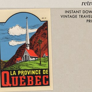 Quebec - La Provincia di Quebec - Chiesa - Pastorale - Decalcostatore Viaggi Vintage - Download istantaneo