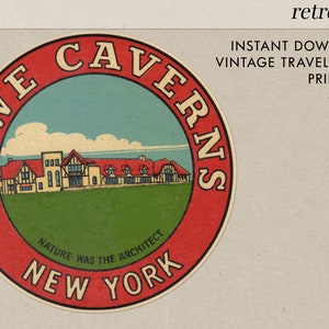 Howe Caverns - Nueva York - NY Vintage Travel Calcomanía - Descarga Instantánea