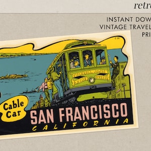 San Francisco - Seilbahn #2 - CA - Kalifornien - Vintage Reise Aufkleber - Instant Download