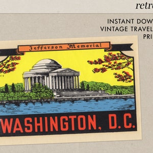 Washington D.C - Jefferson Memorial - Vintage Travel Decal - Download istantaneo