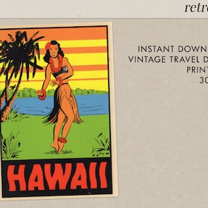 Hawaii - Hula Dancing - Vintage Travel Decal - Instant Download - Printable