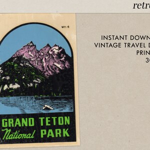 Grand Teton Nationalpark - Wyoming - WY - Vintage Reise Aufkleber - Instant Download - druckbare