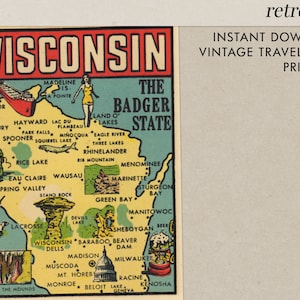 Wisconsin - The Badger State - WI - Vintage Travel Decal - Instant Download