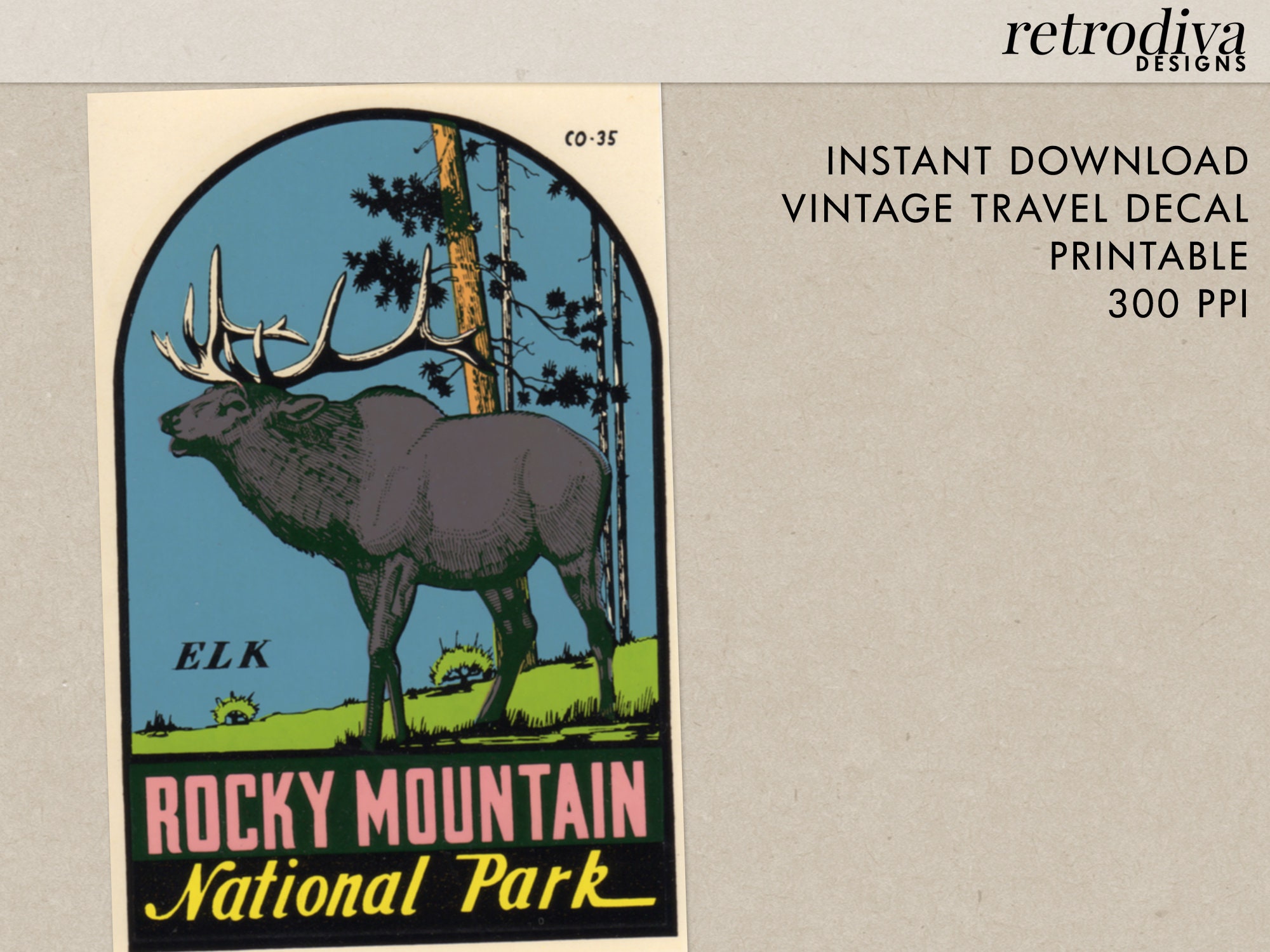 Rocky Mountain National Park - Colorado - CO - Vintage Travel Decal - Instant Download