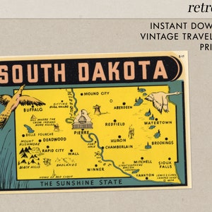 South Dakota - The Sunshine State - SD - Vintage Travel Decal - Instant Download