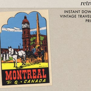 Montreal - Canadá - Decalque de viagem vintage - Download instantâneo - Para impressão