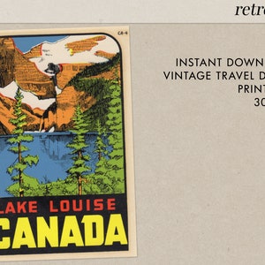 Lake Louise - Canadá - Decalque de viagem vintage - Download instantâneo - Para impressão