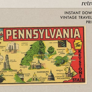 Pennsylvania - The Keystone State - Vintage Travel Decal - Instant Download