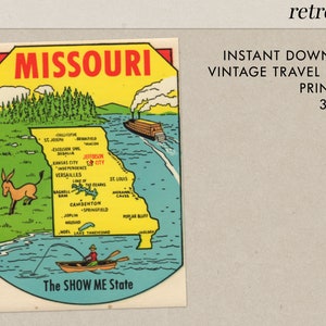 Missouri - The Show Me State - MO - Vintage Travel Decal - Instant Download - Printable