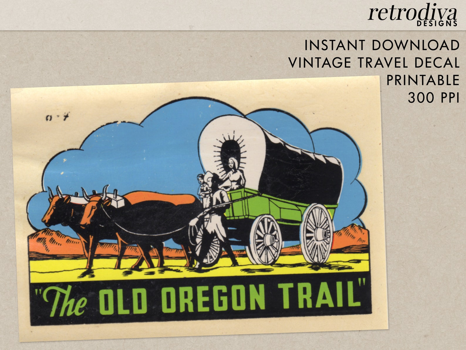 The Old Oregon Trail - Oregon - OR - Vintage Travel Decal - Instant ...