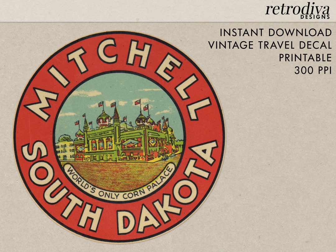 Mitchell South Dakota World's Only Corn Palace Vintage Travel Decal