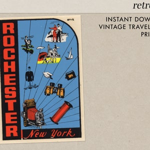 Rochester - New York - Vintage Travel Decal - Instant Download - Printable