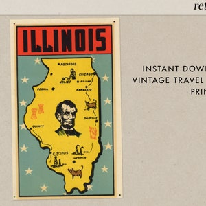 Illinois - IL - Abe Lincoln - Vintage reizen Decal - Instant Download