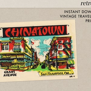 San Francisco - Chinatown - CA - Kalifornien - Vintage Reise Aufkleber - Instant Download
