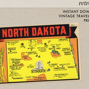 North Dakota - ND - Vintage Travel Decal - Instant Download