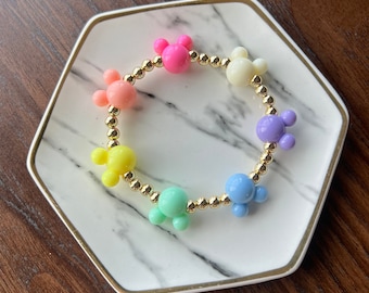 Rainbow Mickey Mouse Bracelet | 14k Gold | Pastel | Disney World Bracelet | Disneyland Bracelet