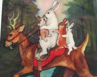 The Ride Home -  Fine Art Rabbit  - Large Size