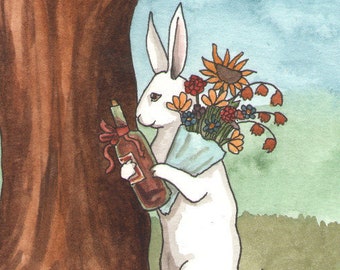 Fine Art Rabbit Print - Late for a Date