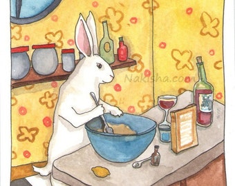 Fine Art Rabbit Print - In the Kitchen